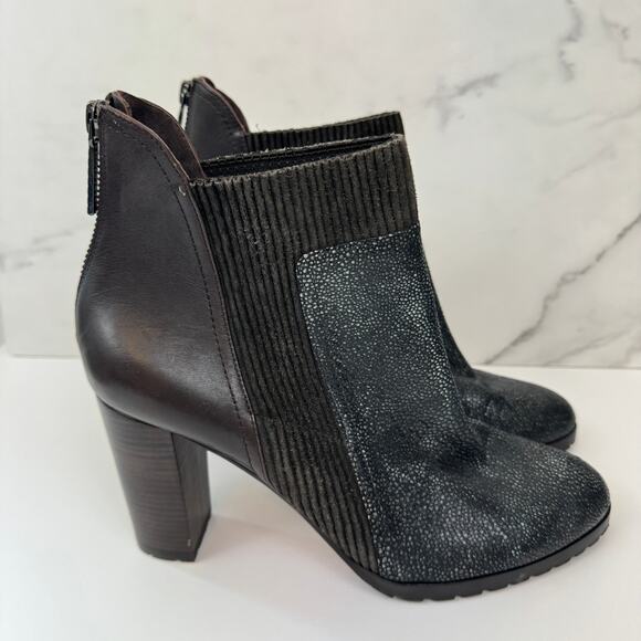 Donald J Pliner Womens Hudson Heeled Boot Size 9.5 Leather Mixed Media Brown - Picture 2 of 11